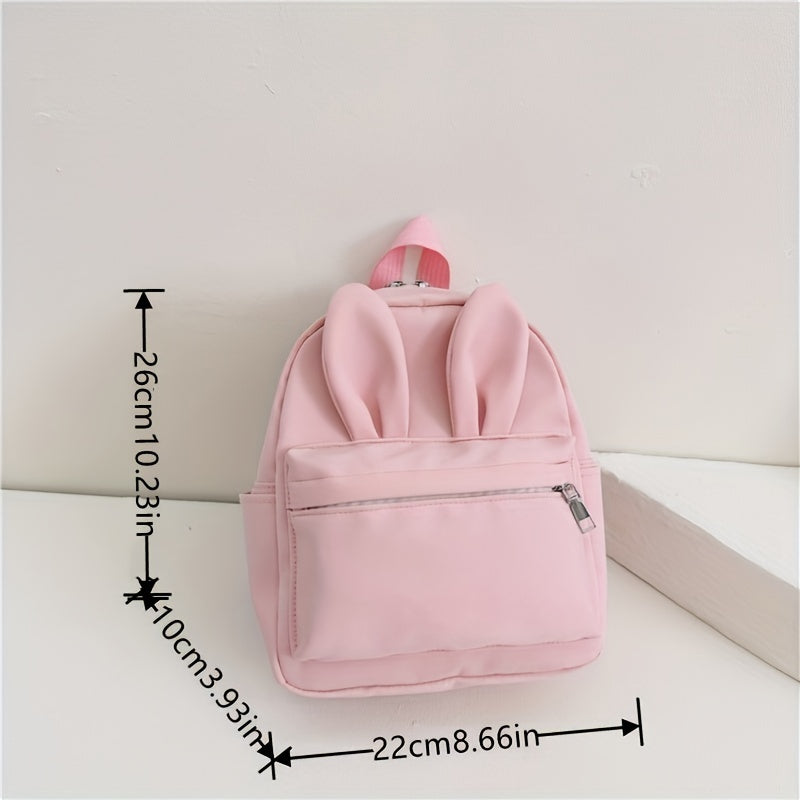 Girls Boys Pink Nylon Backpack Ear Kindergarten School Bag Travel Backpack