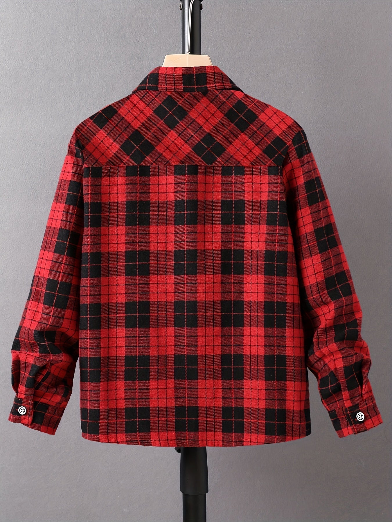 Red Plaid Graphic Boys Top Long Sleeve Lap