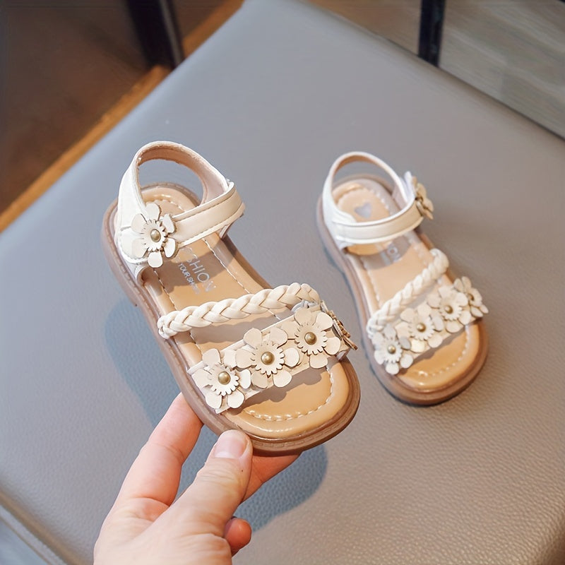 Flower Decor Open Toe Sandals For Girls