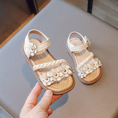 Flower Decor Open Toe Sandals For Girls