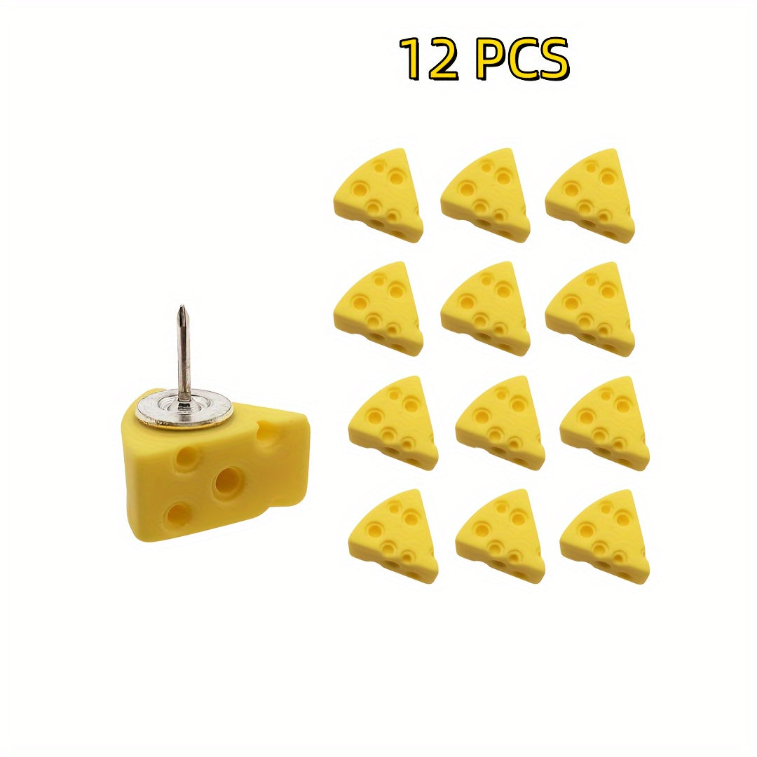 12pcs Decorative Push Pins For Cork Board, Cheese Thumb Tacks For Bulletin Board
