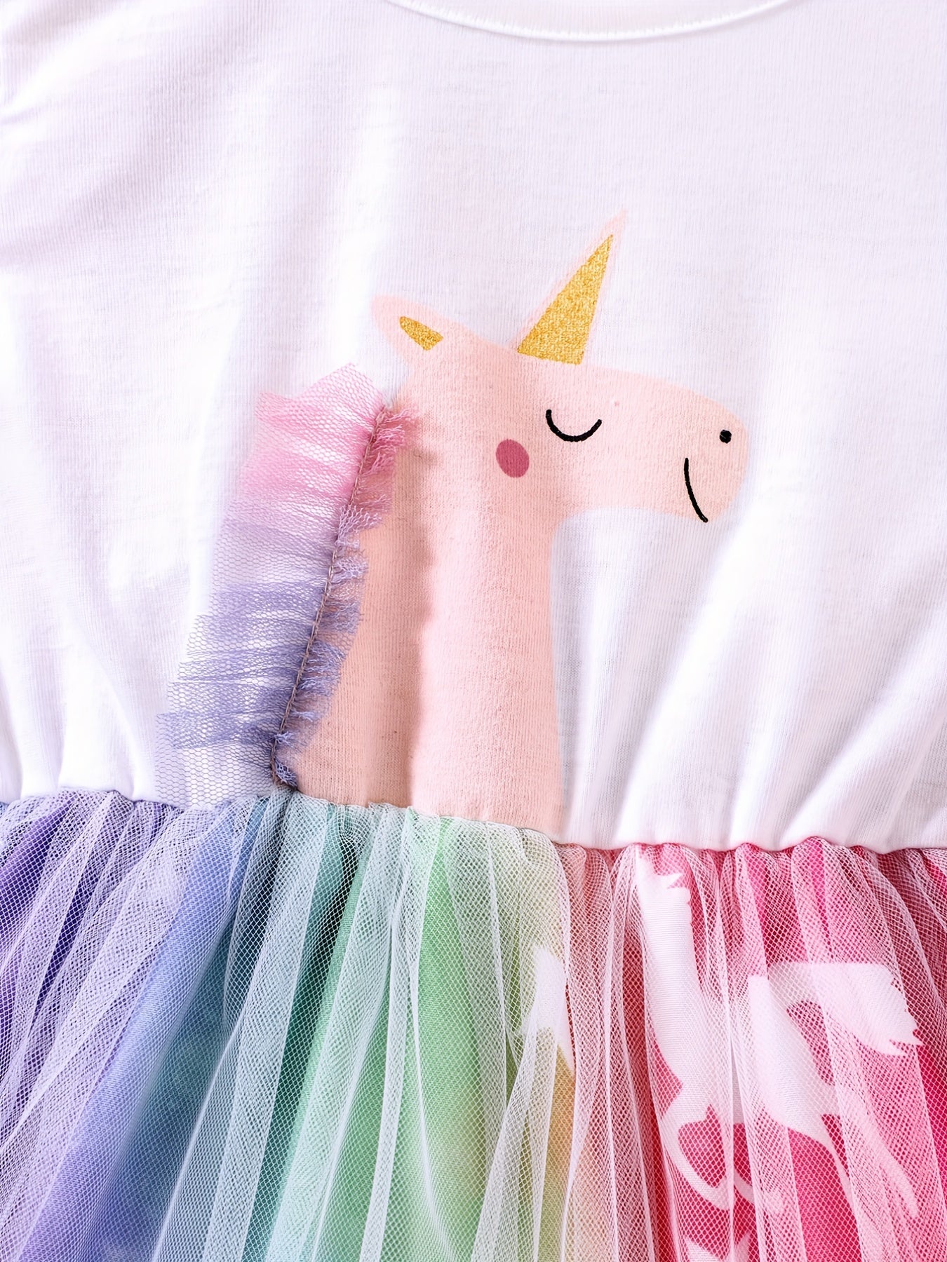 Toddler Girls Unicorn Ruffled Sleeveless Mesh Dress Kids Summer Clothes