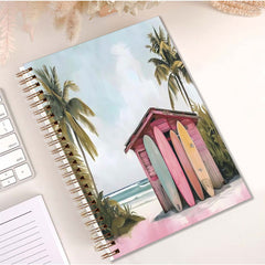 Surfboard Hardcover Spiral Notebook for Notes Writing & School Office Supplies