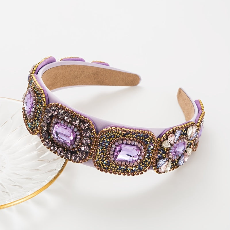 Colorful Crystal Flower Headband Baroque Rhinestone Hair Band
