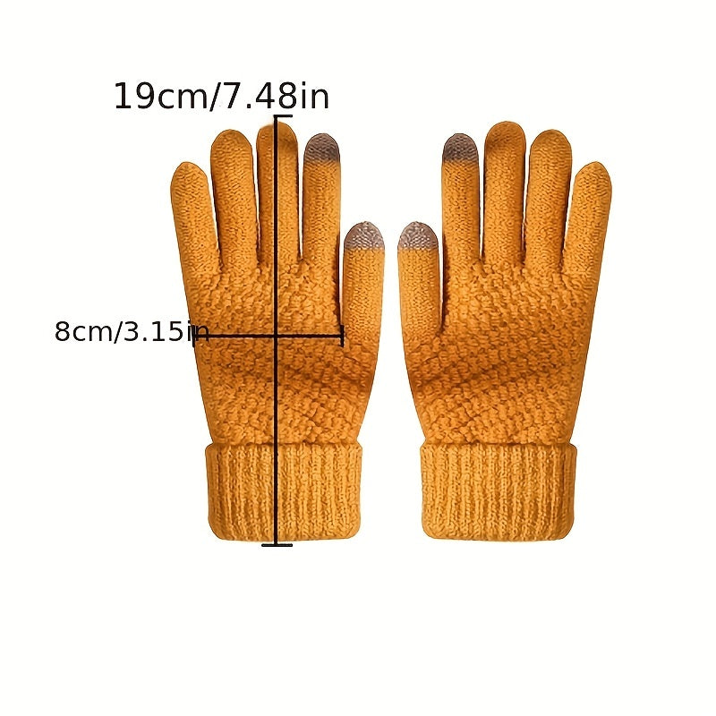 Winter Touch Screen Warm Gloves Stretchy Thicken Knitted Full Finger Gloves