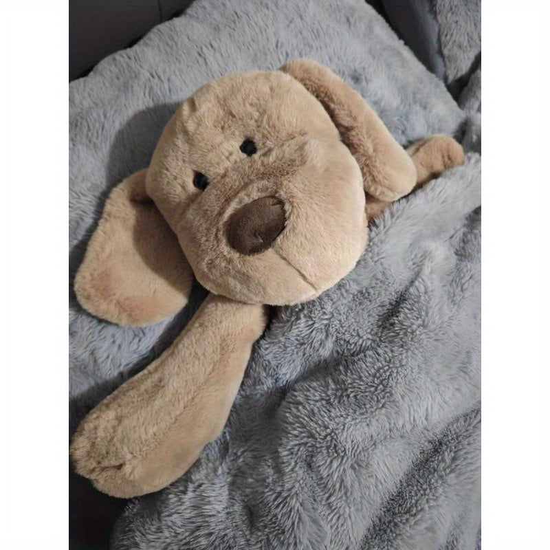 Cuddly Plush Puppy Doll with Fluffy Soft Fur, Beige & Brown