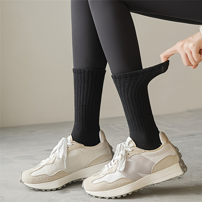 6 Pairs Solid Socks Breathable Mid Tube Women's Stockings