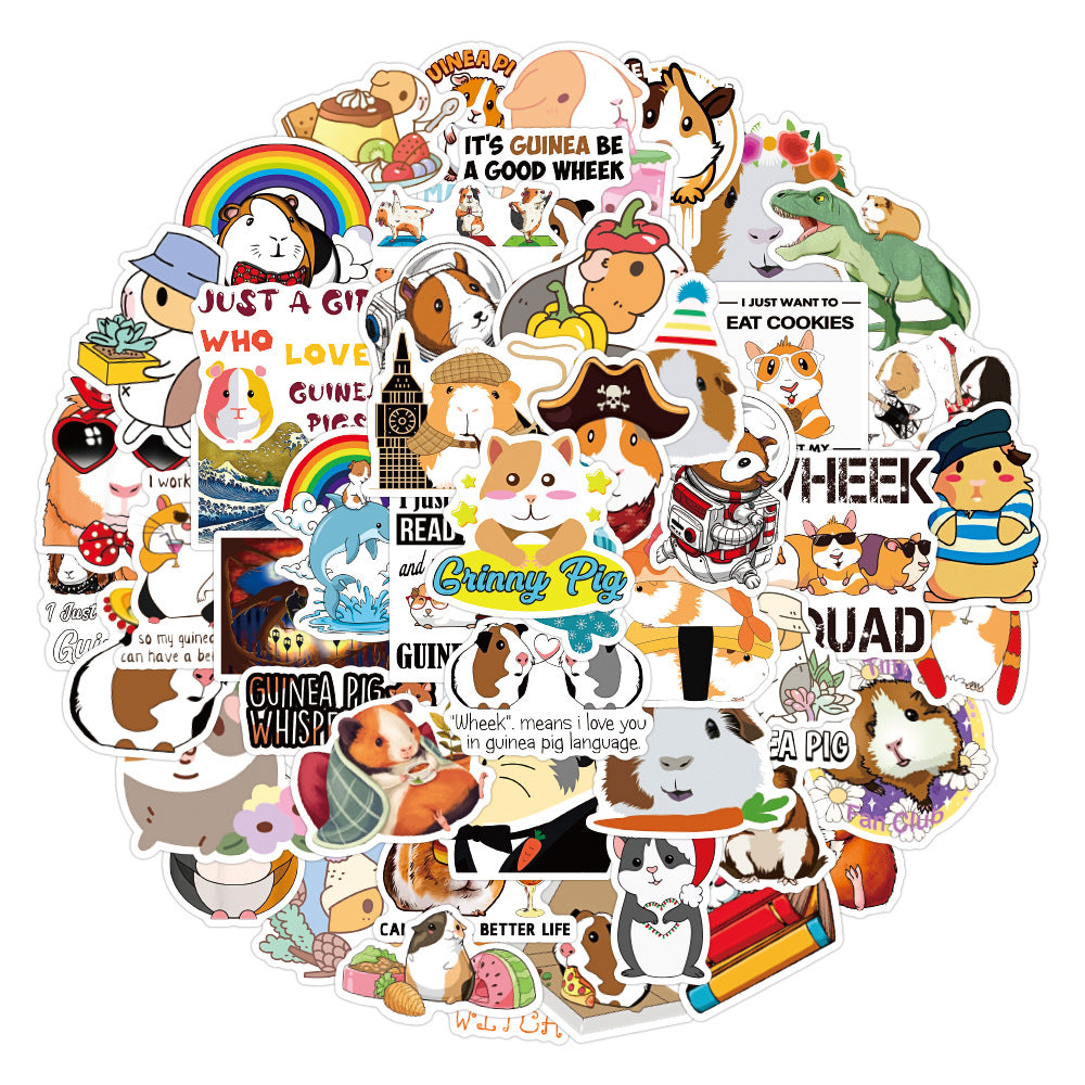 50 PCS Guinea Pig Doodle Stickers for Laptop Phone Skateboard