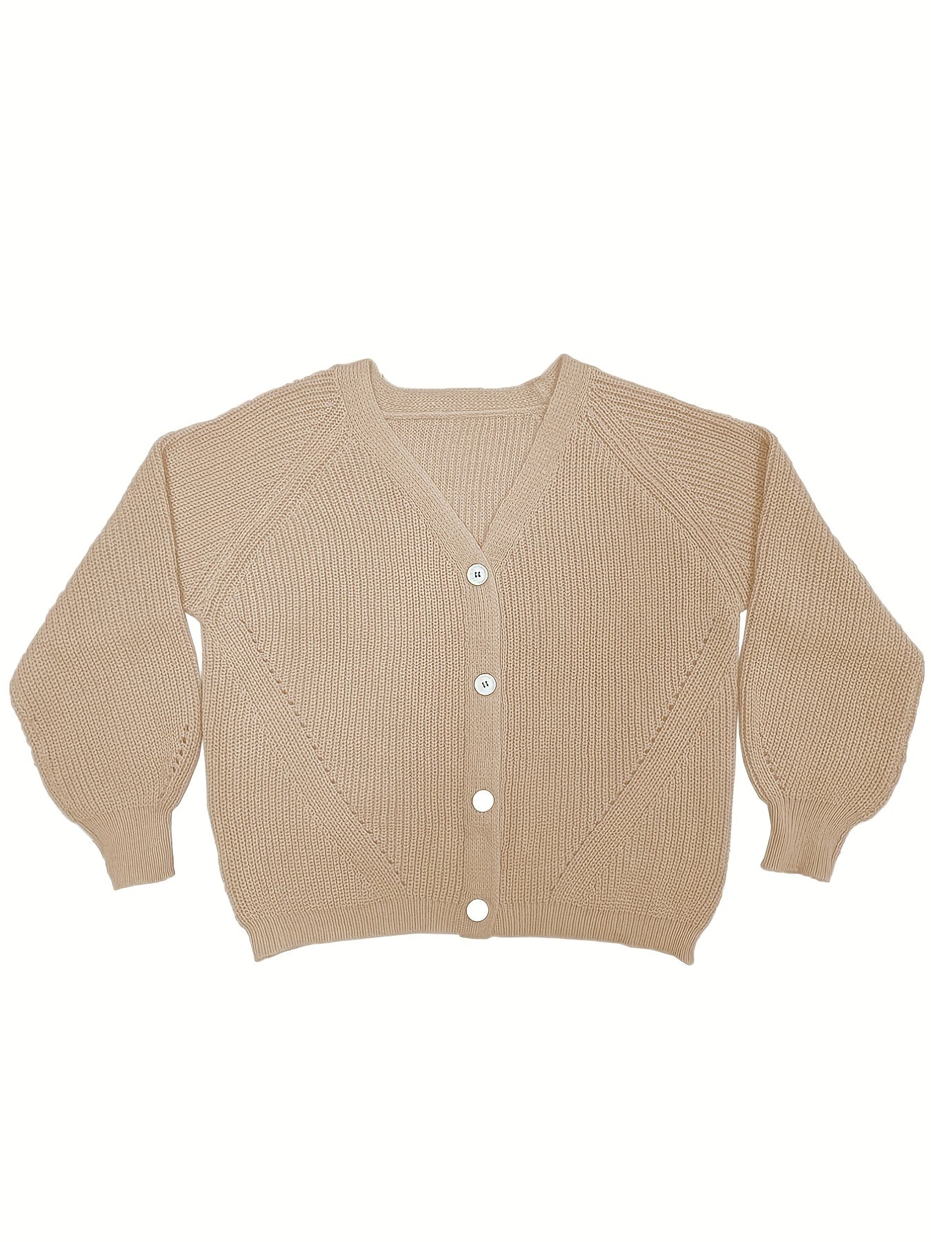  Solid V Neck Button Cardigan