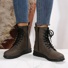 Women's Combat Boots Lace Up Side Zipper Ankle Boots