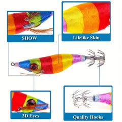 6pcs Squid Jig Set for Bass Fishing Seawater & Freshwater