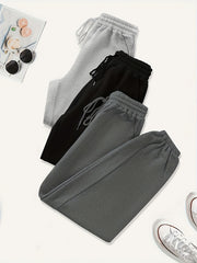 3-Pack Women's Sporty Pants Set Plus Size Elastic Joggers Three Piece Set
