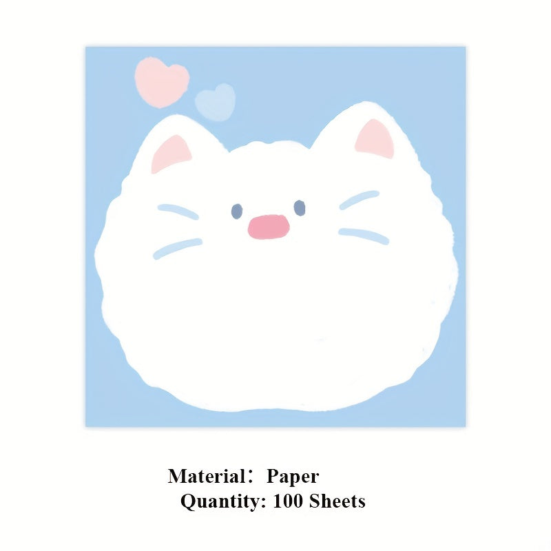 100 Sheets Cartoon Animal Memo Pad Scrapbook DIY Decorative Material