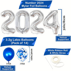 20pcs Year Theme Party Balloons Set, Number Balloons, Dark Sequin Balloons