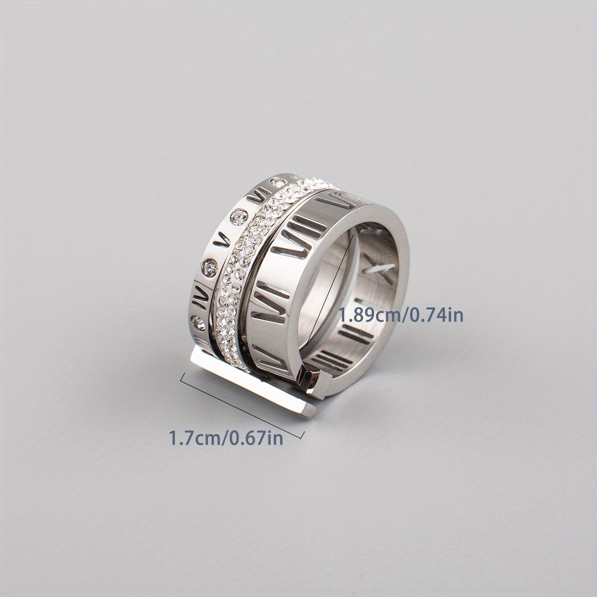 Mens Retro Stainless Steel Diamond Rings Set