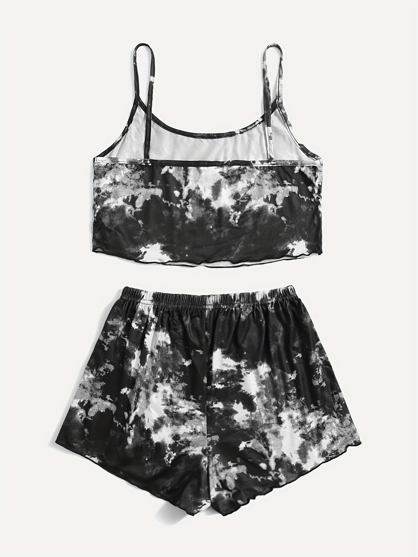 Tie Dye Pajama Set V Neck Cami & Shorts Sleepwear
