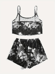 Tie Dye Pajama Set V Neck Cami & Shorts Sleepwear