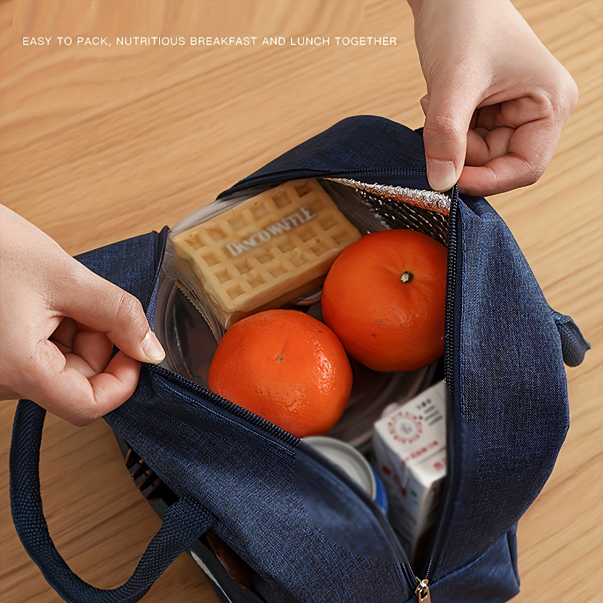 Insulated Lunch Tote Bag Lightweight Durable Portable with Zipper Closure