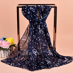Music Note Chiffon Scarf Solid Gauze Shawl Women