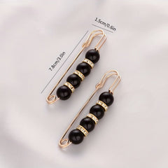 2 Pack Faux Pearl Waist Safety Pin Brooch for Pants Dress Skirt