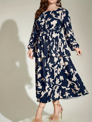 Casual Lantern Sleeve Layered Dress With Belt