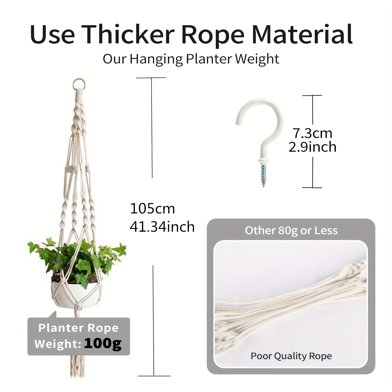 2 Pack Macrame Plant Hanger for Indoor & Outdoor - Hanging Planter
