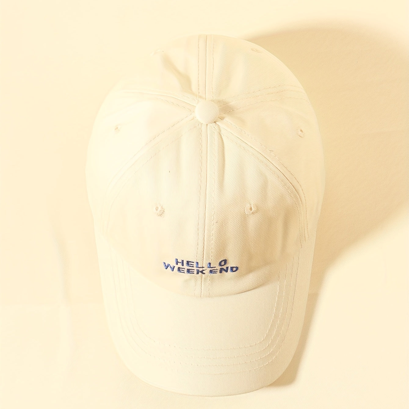 Weekend Embroidery Baseball Cap Beige Cotton Dad Hat