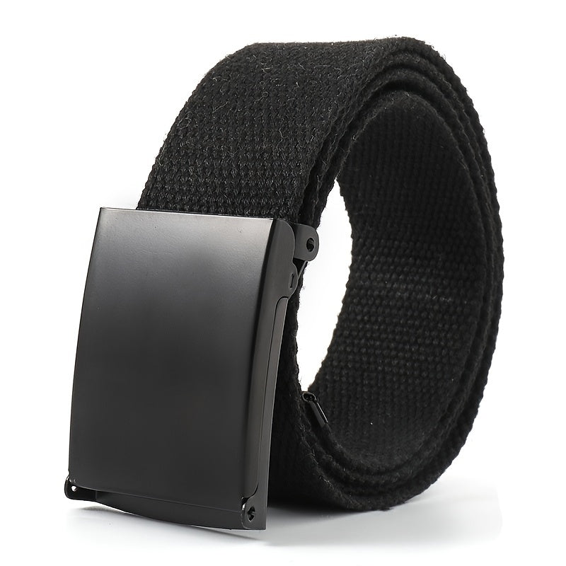 Canvas Leather Belt with Metal Buckle for Men