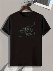 Smoking Pattern Print Men's Comfy Sports T shirt Graphic Tee