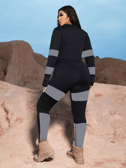  Colorblock Zip Crop Top & Leggings Set