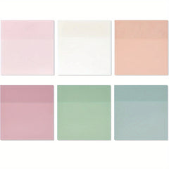300 Sheets Pastel Transparent Sticky Notes 6 Pads 7.62x7.62 Cm
