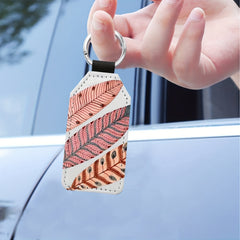 5pcs Glitter PU Leather Keychain Heat Transfer Keyring