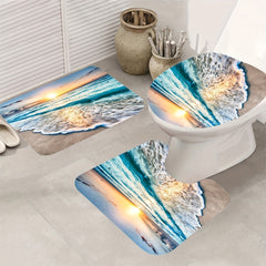 Sea Wave Shower Curtain Set with Bathroom Accessories