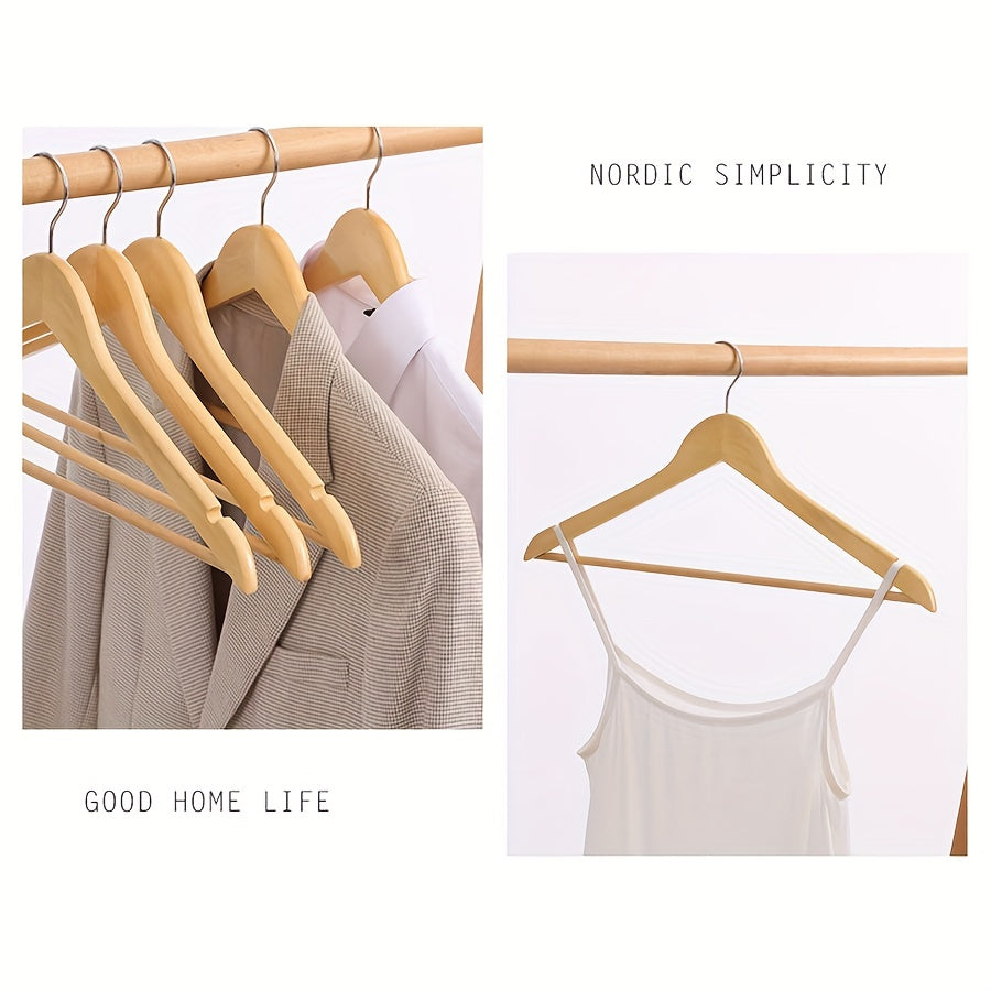 5pcs Non Slip Wooden Hangers Pants Coat Dress Drying Racks Holder