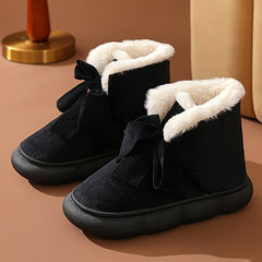 Women's Faux Fur Winter Snow Boots With Bow Decor