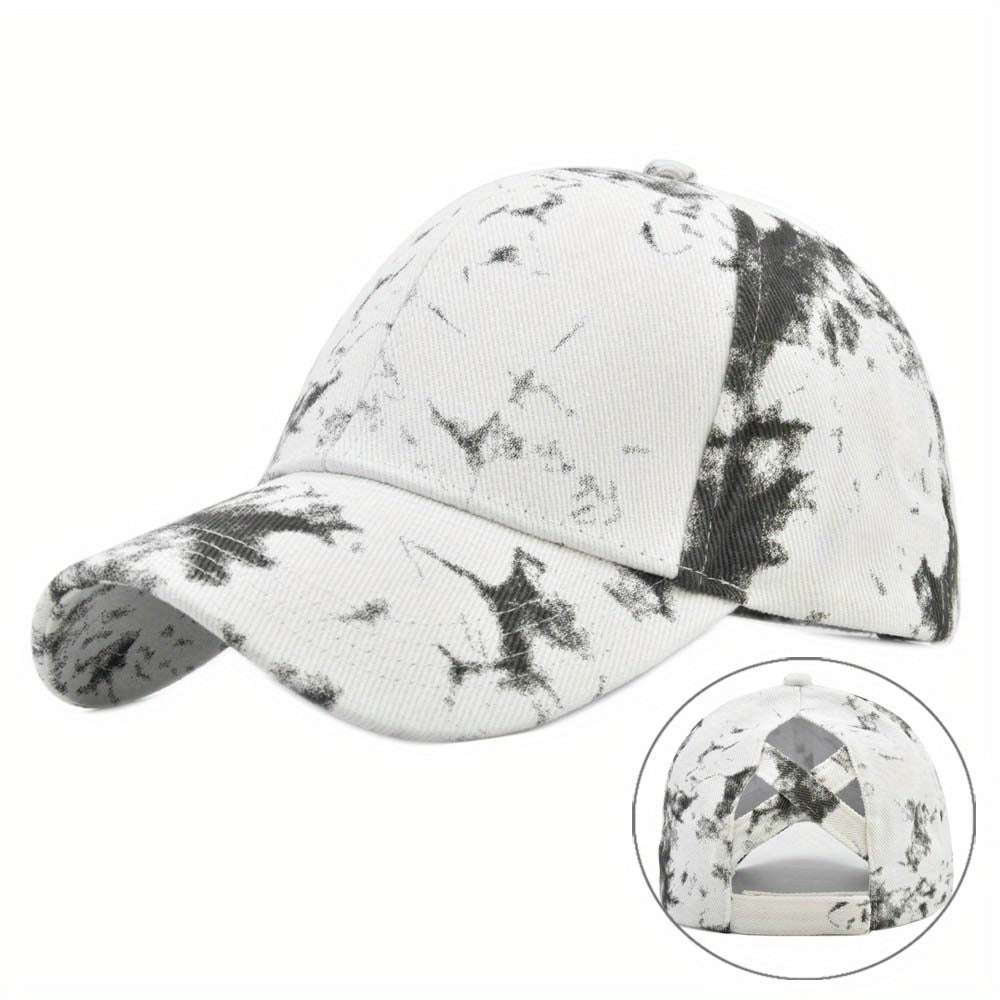 Colorful Tie Dye Ponytail Trucker Hat Breathable Baseball Cap Sunshade Dad Hat