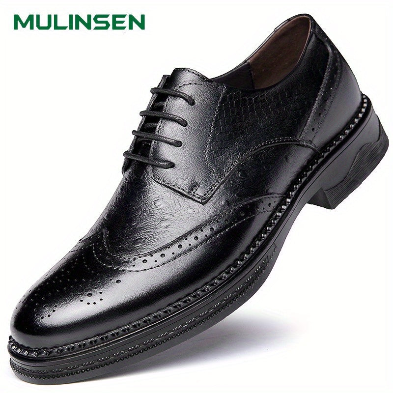 Men's Leather Brogue Oxford Shoes Lace up Formal Dress Shoes
