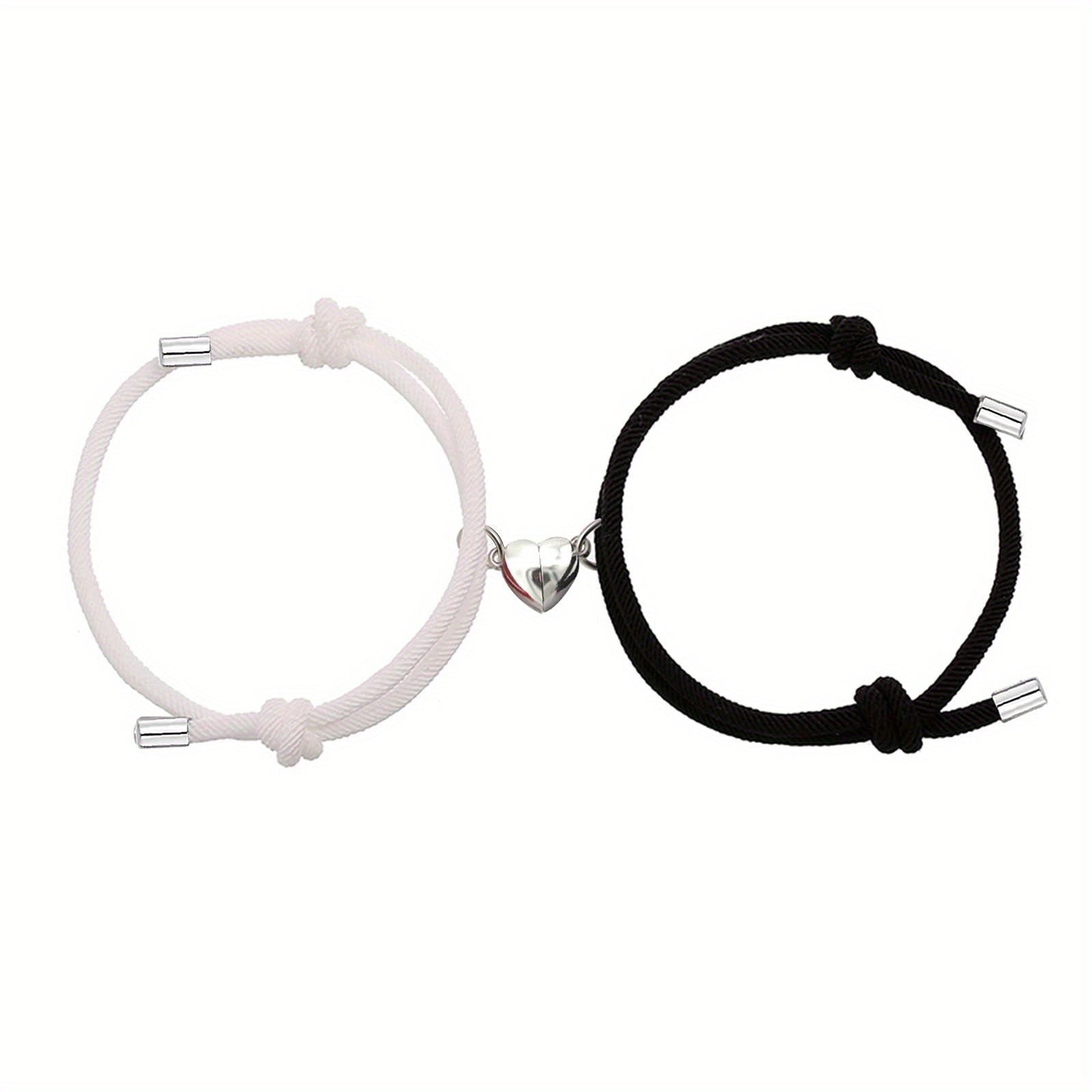 2pcs Love Heart Magnet Buckle Bracelets Couple Set Accessories