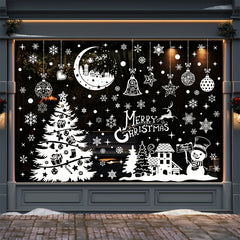 9pcs Christmas Tree Window Stickers Static Snowflake Wall Stickers