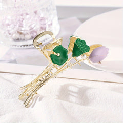 Sunflower Tulip Hair Claw Clip Golden Metal Strong Hold Grip