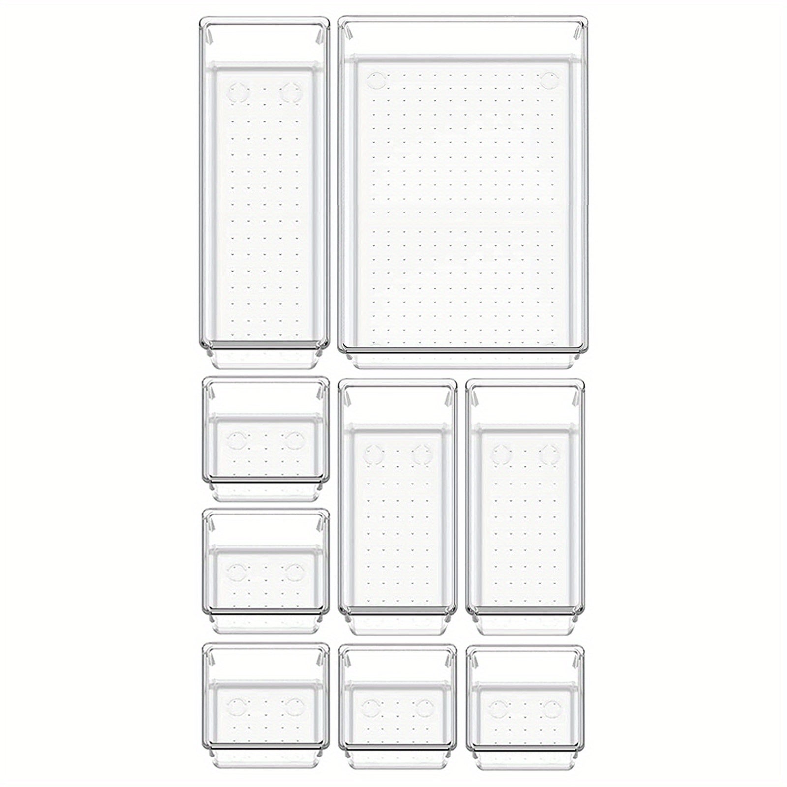 18pcs Desk Drawer Organizers Transparent Plastic Customize Layout Storage Bins