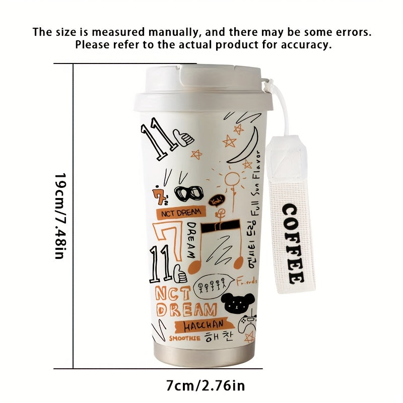 530ml Musical Note Graffiti Thermos Insulated Coffee Cup Men Party Gift