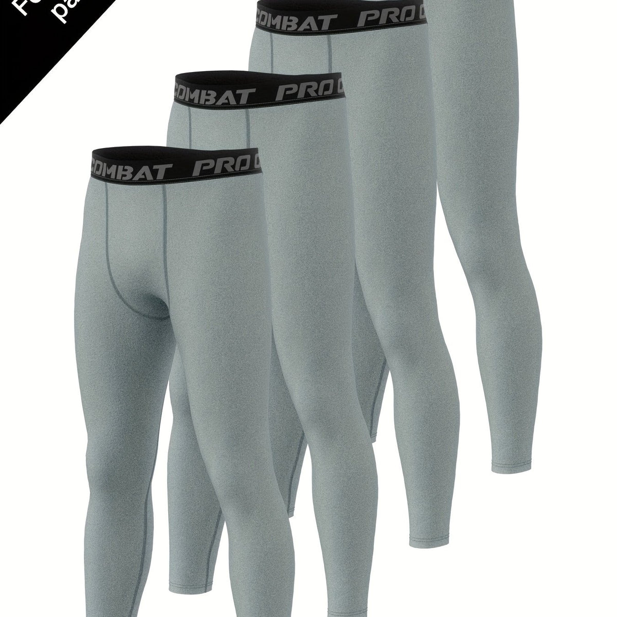 Men's 4pcs Solid Leggings Active Quick Dry Compression Pants