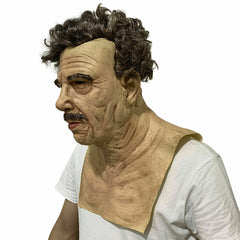 Old Man Head Cover Lady Face Mask Wig Old Man Mask Halloween Human Latex Mask