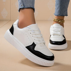 Women's Breathable Skate Shoes Casual Lace Up Flat Shoes Non slip Sports Shoes