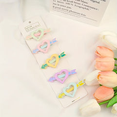 Sweet Heart Decor Hair Clip Duck Billed Clip For Side Hair Bang Braids
