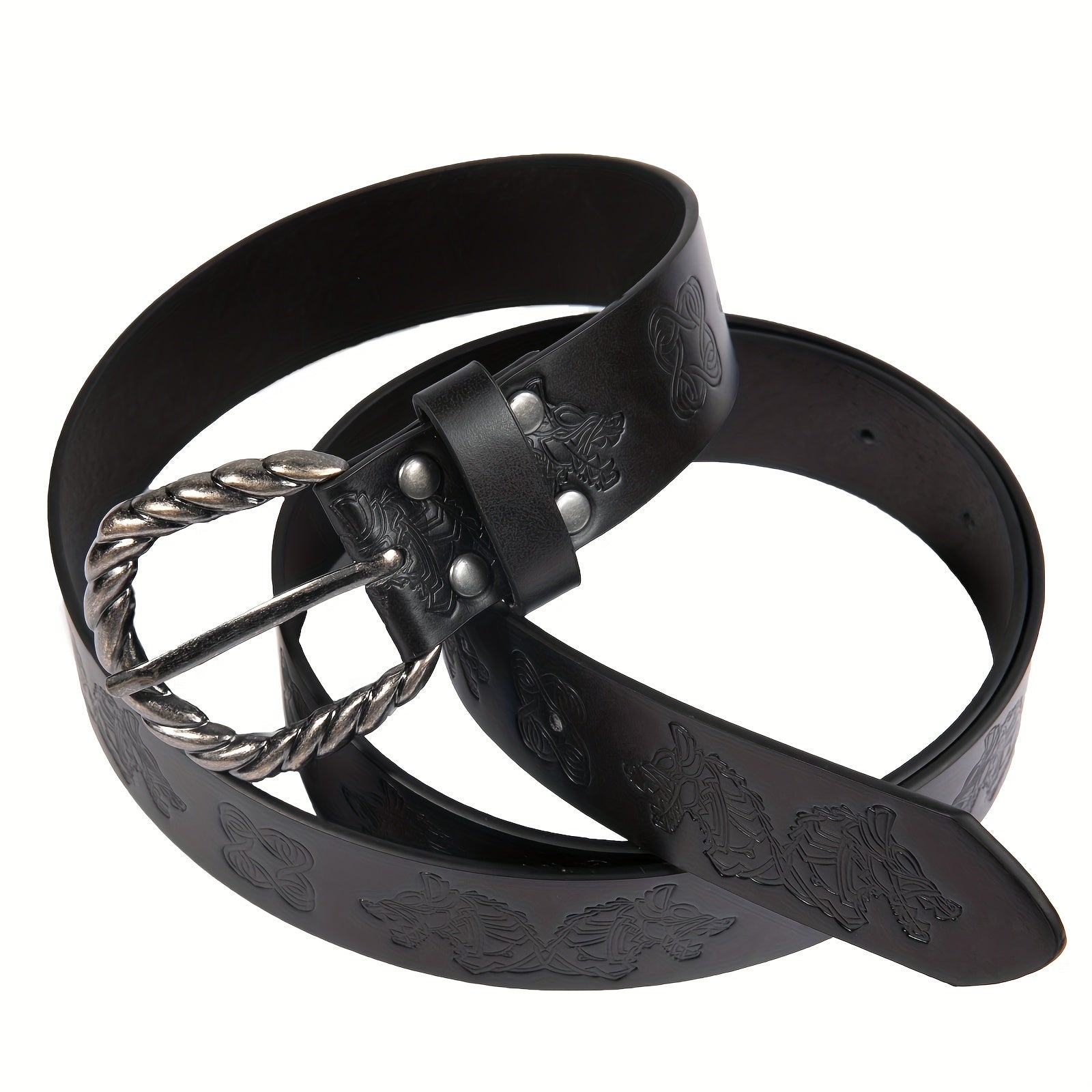 Viking Fenrir Embossed Leather Belt Medieval Retro Knight COSPLAY Stage Props