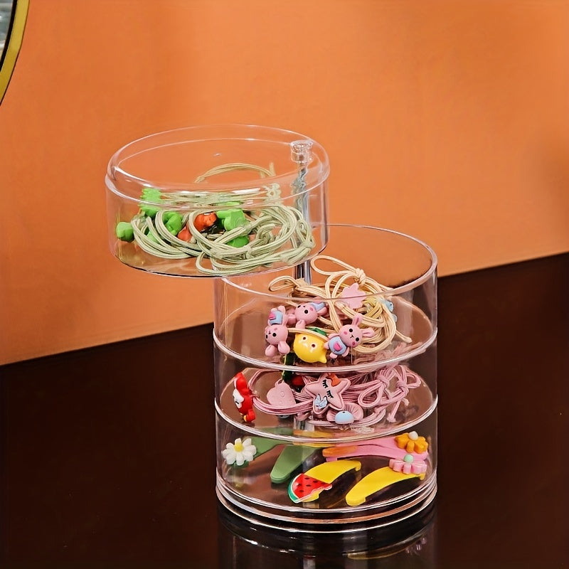 Rotary Table Top Jewelry Storage Box Transparent Dust Prevention Cosmetic Rack