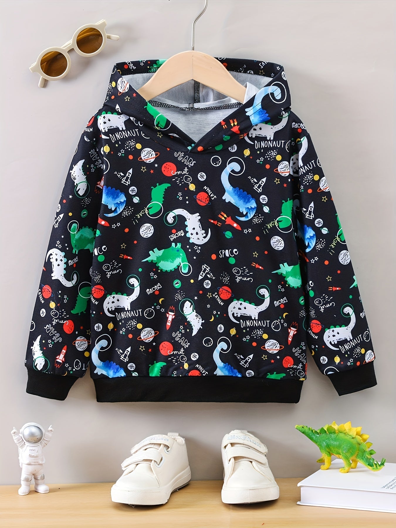 Space Dinosaur Boys Hooded Sweatshirt