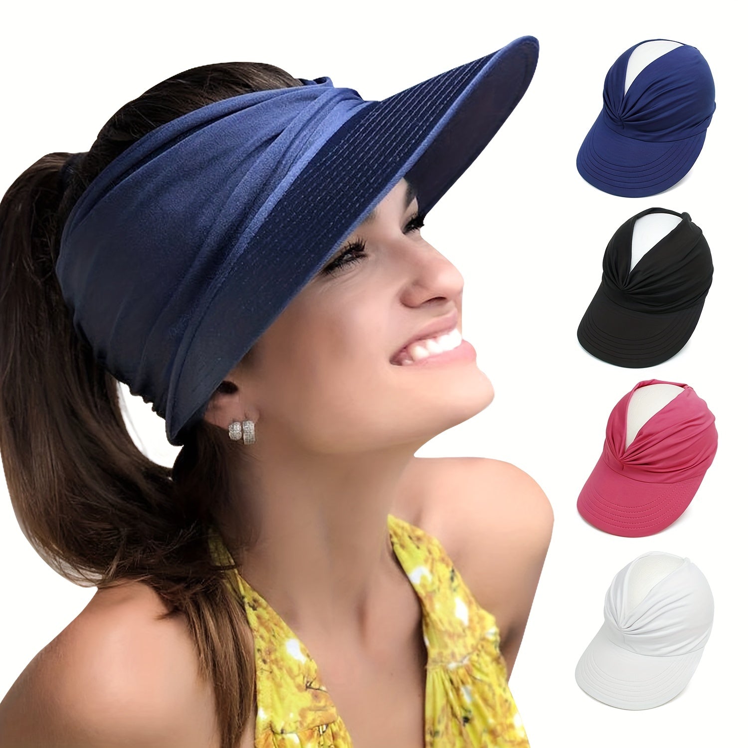 UPF 50 UV Protection Visors Hat Solid Sunscreen Beach Hat Women